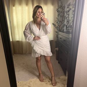 Showpo White Balloon Sleeve Mini Dress